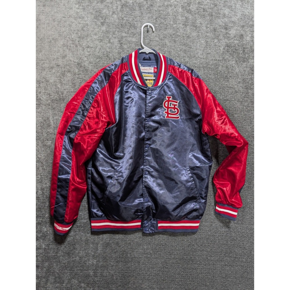 Mitchell‎ & Ness St Louis Cardinals Satin Varsity Jacket Navy Red Mens XL MLB
